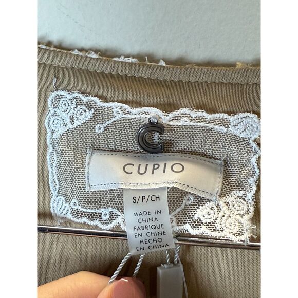 Cupio Orla V Neck Smocked Dress Women's Size Small Tan Casual Style NWT - Picture 6 of 12